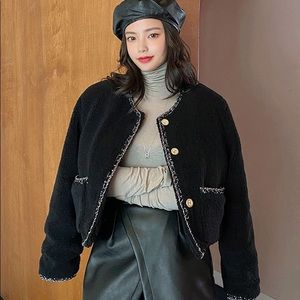 Black tweed Fleece Jacket